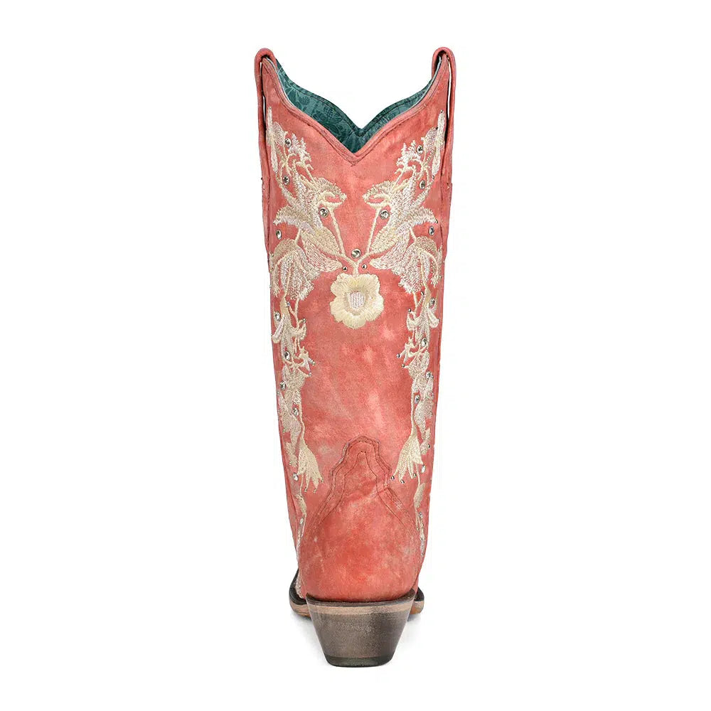 A4238 - Corral coral western cowgirl leather boots for women-Kuet.us