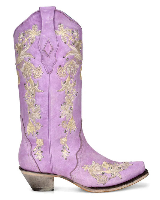 A4241 - Corral pink western cowgirl leather boots for women-Kuet.us