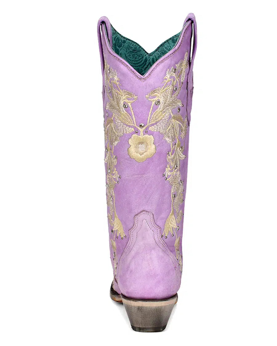 A4241 - Corral pink western cowgirl leather boots for women-Kuet.us