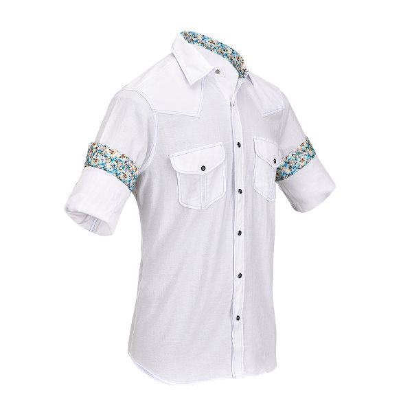 CMRJ467 - White With Sky Stitch Shirt-Kuet.us