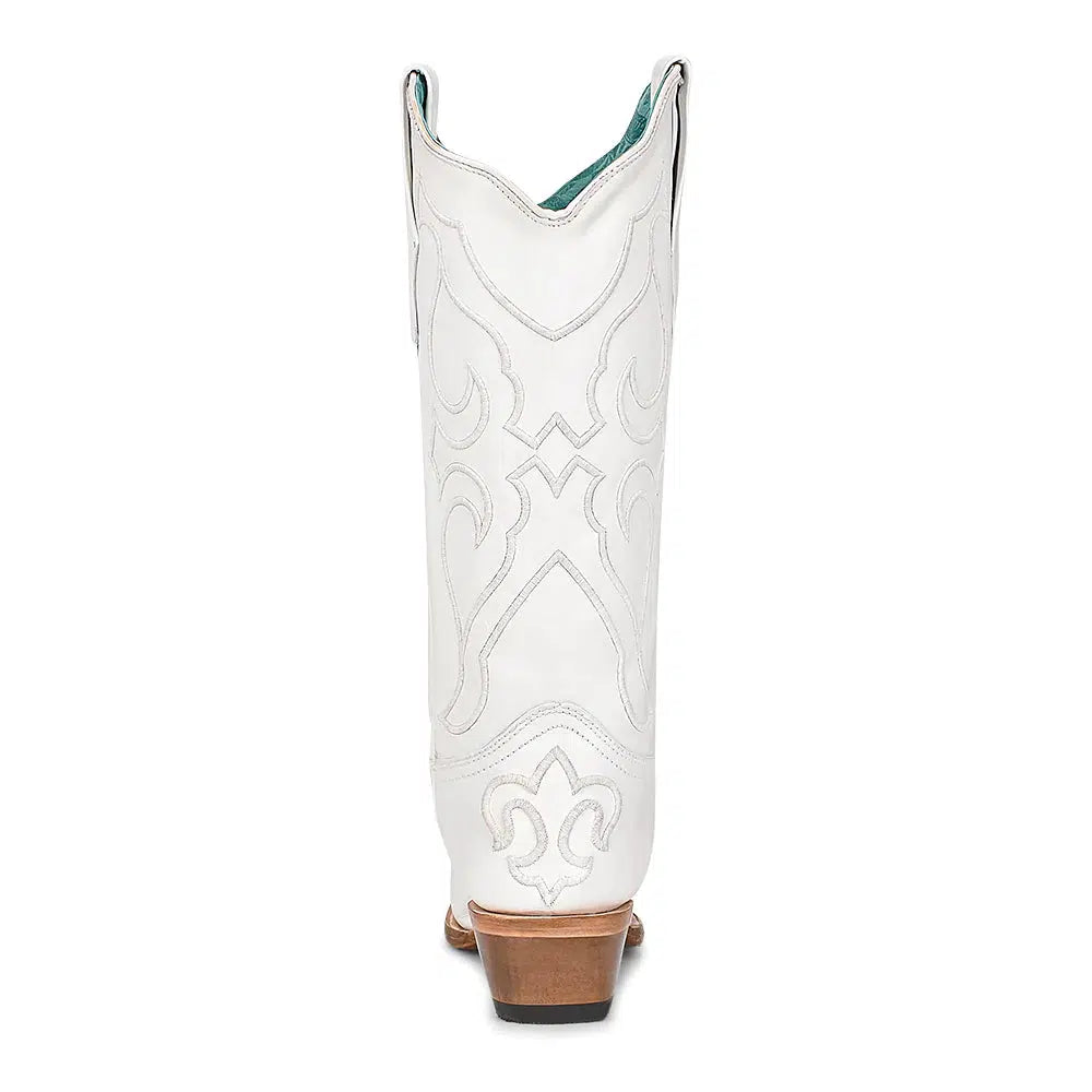 Z5046 - Corral white western cowgirl leather wedding boots for women-Kuet.us