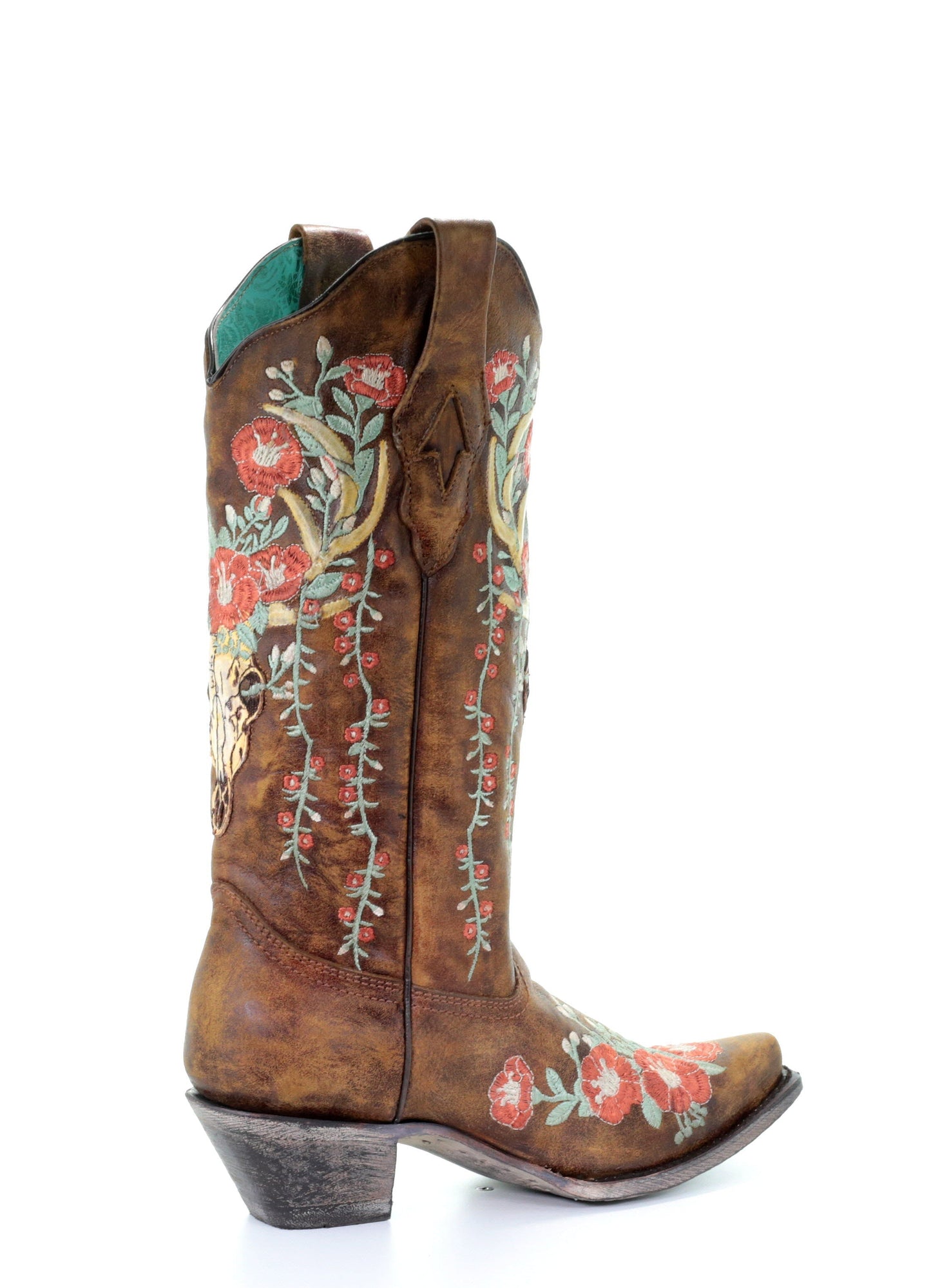 A3652 - Corral tan western cowgirl leather boots for women-Kuet.us