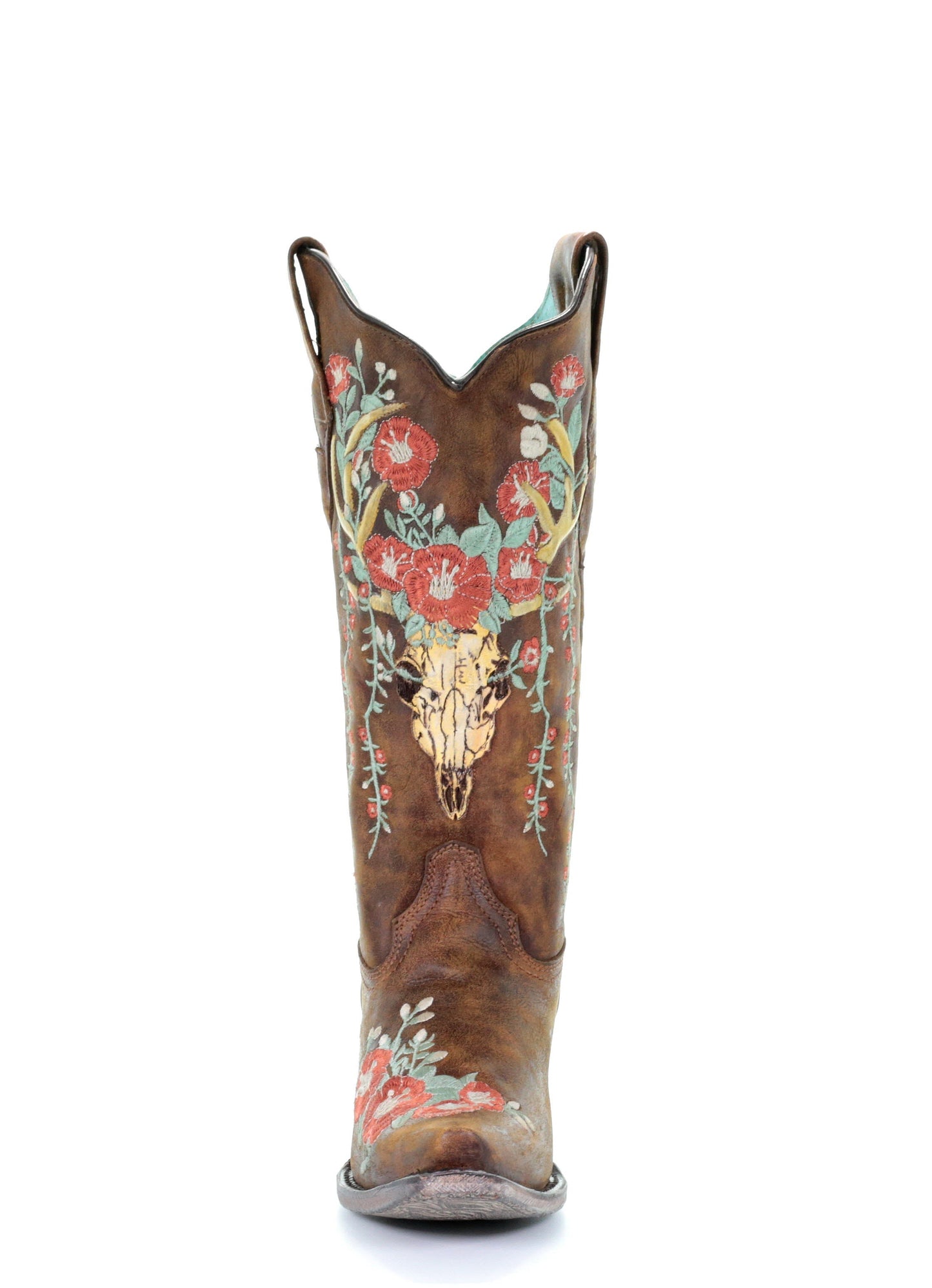A3652 - Corral tan western cowgirl leather boots for women-Kuet.us