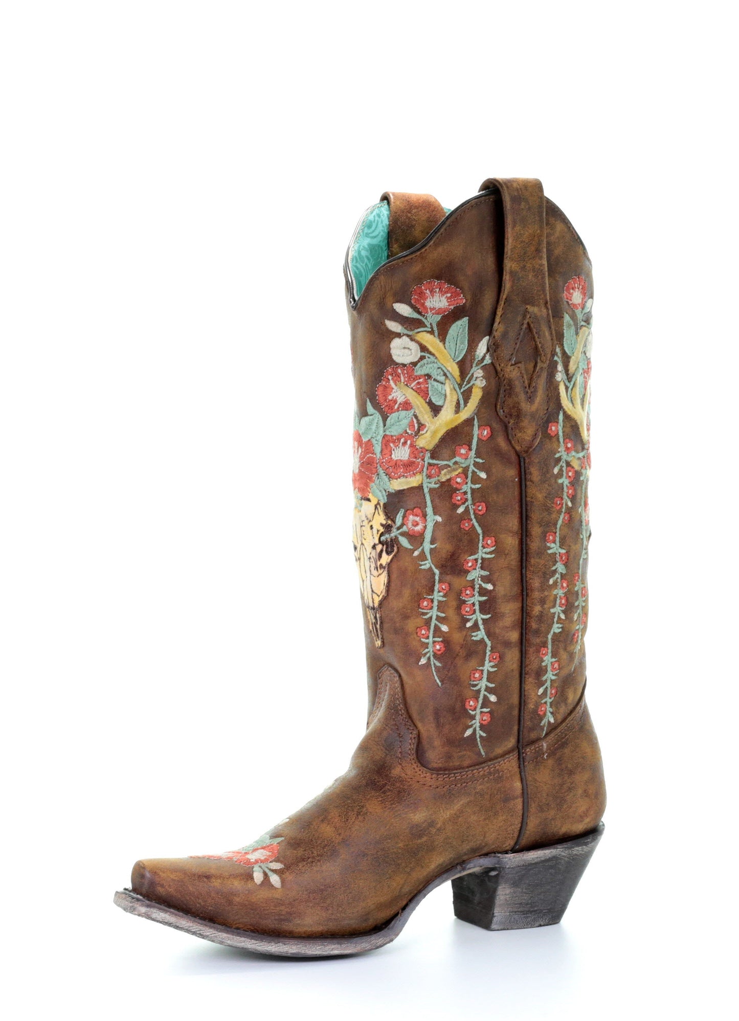 A3652 - Corral tan western cowgirl leather boots for women-Kuet.us