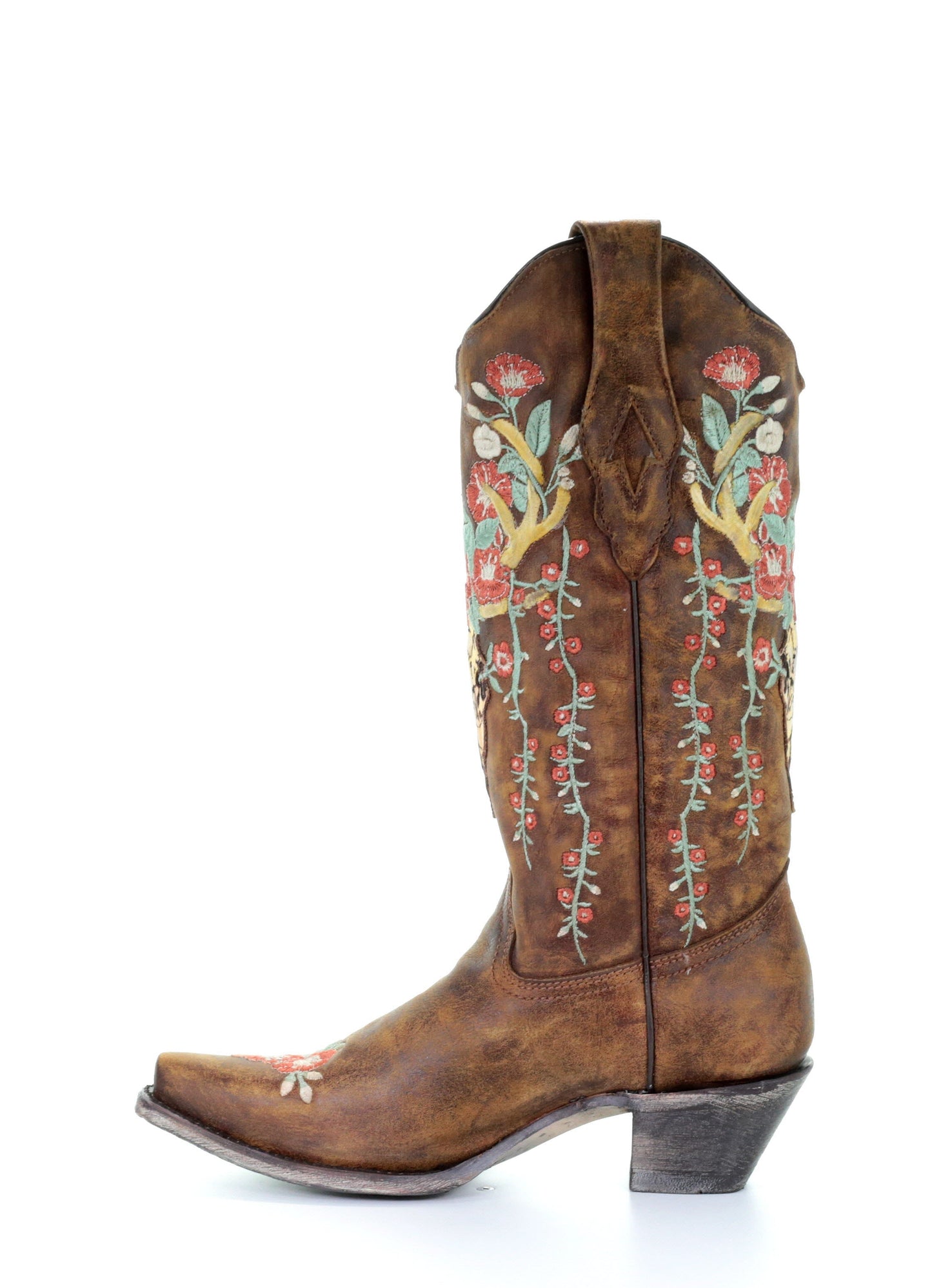 A3652 - Corral tan western cowgirl leather boots for women-Kuet.us