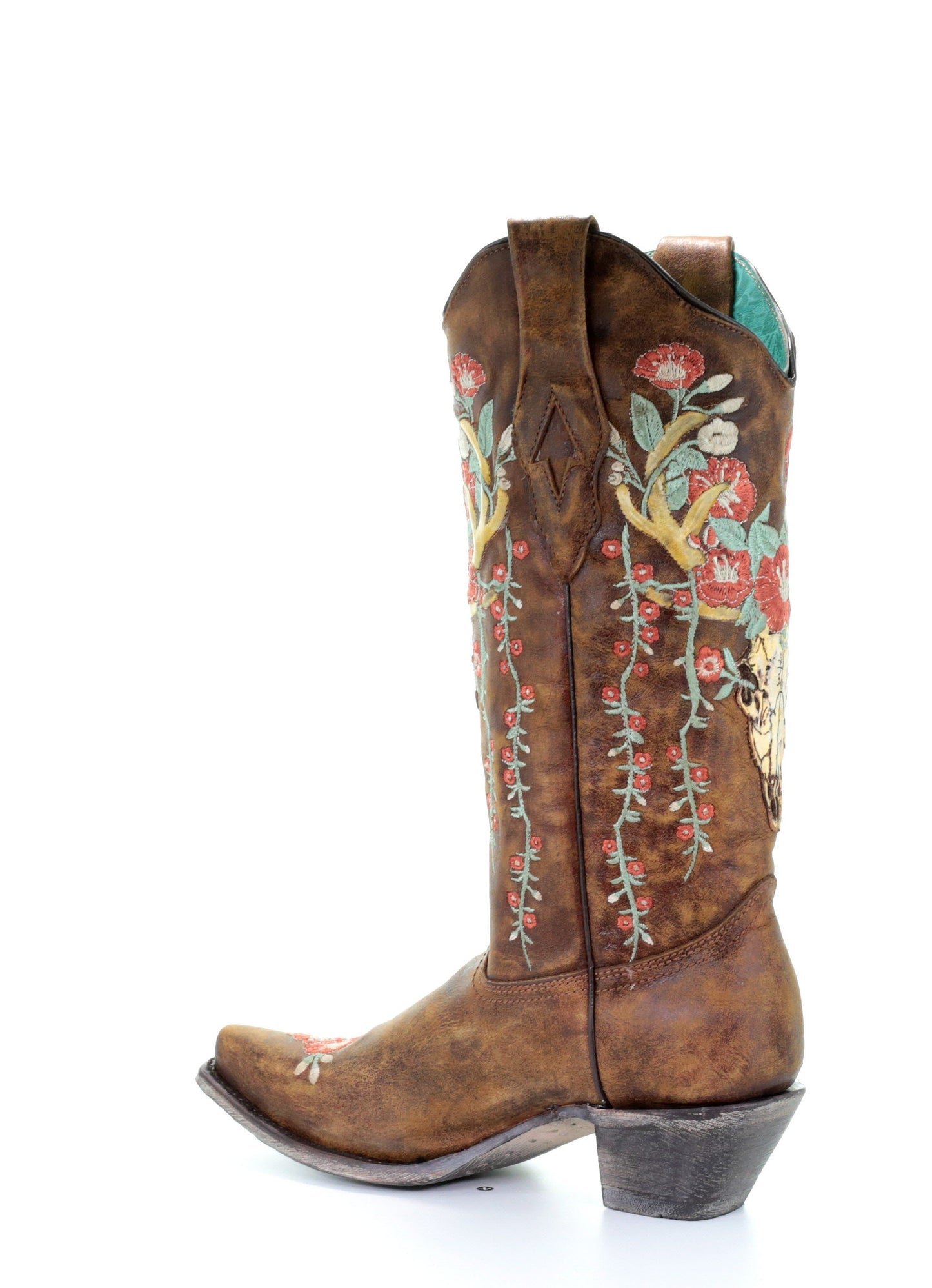 A3652 - Corral tan western cowgirl leather boots for women-Kuet.us