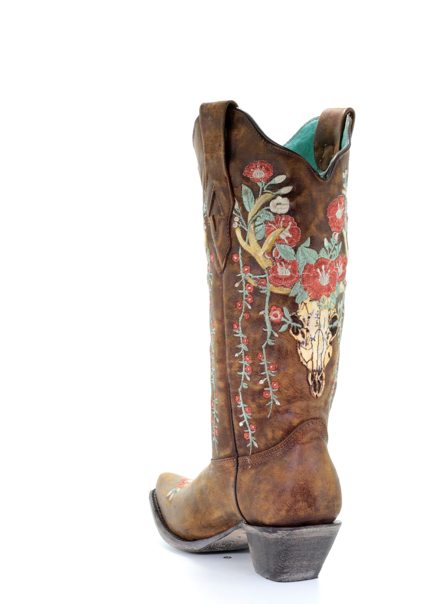 A3652 - Corral tan western cowgirl leather boots for women-Kuet.us