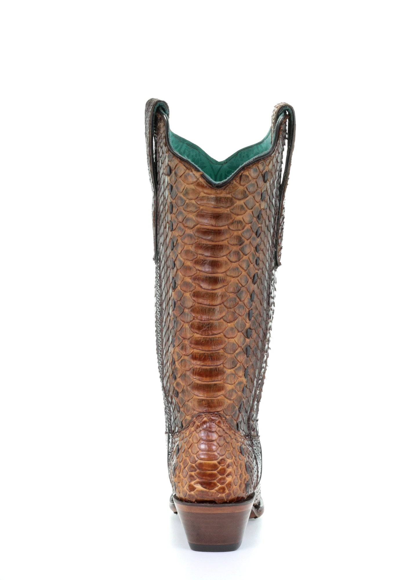 A3659 - Corral brown western cowboy python leather boots for women-Kuet.us
