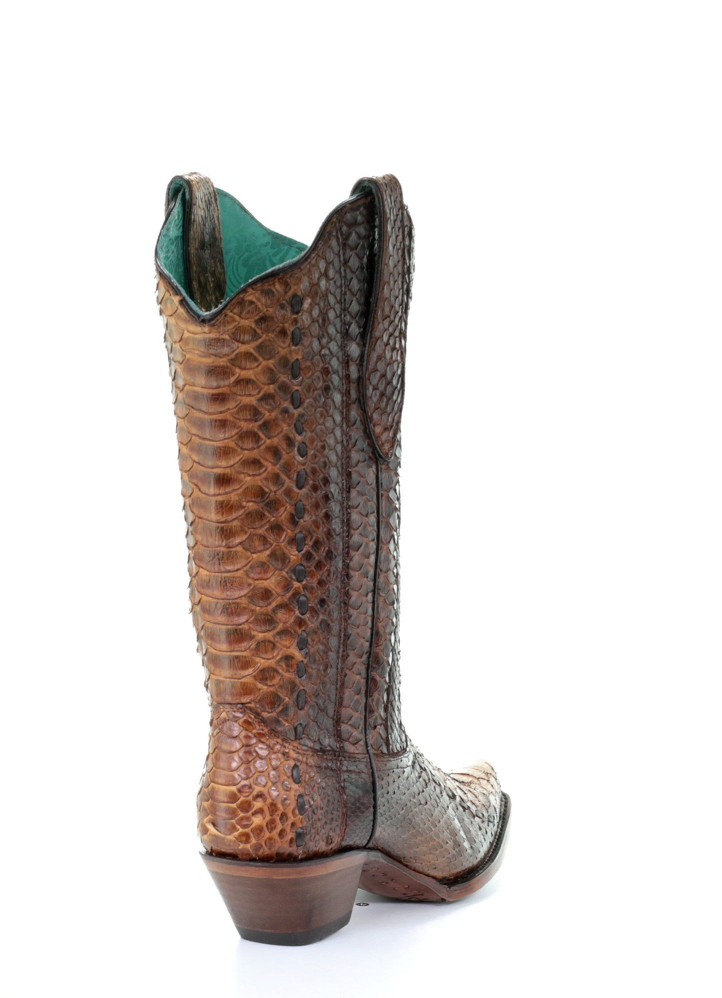 A3659 - Corral brown western cowboy python leather boots for women-Kuet.us