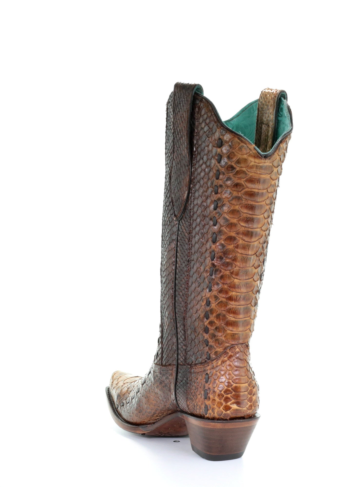 A3659 - Corral brown western cowboy python leather boots for women-Kuet.us