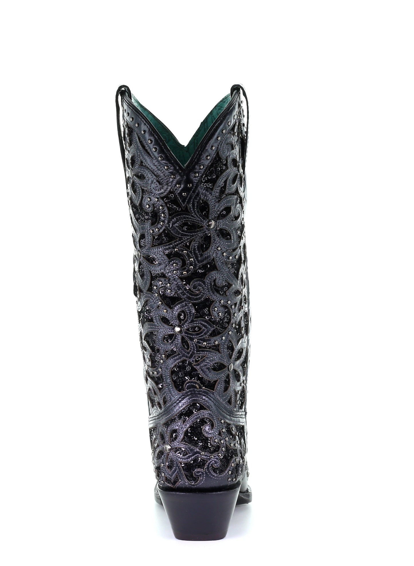 A3752 - Corral black western cowgirl leather boots for women-Kuet.us