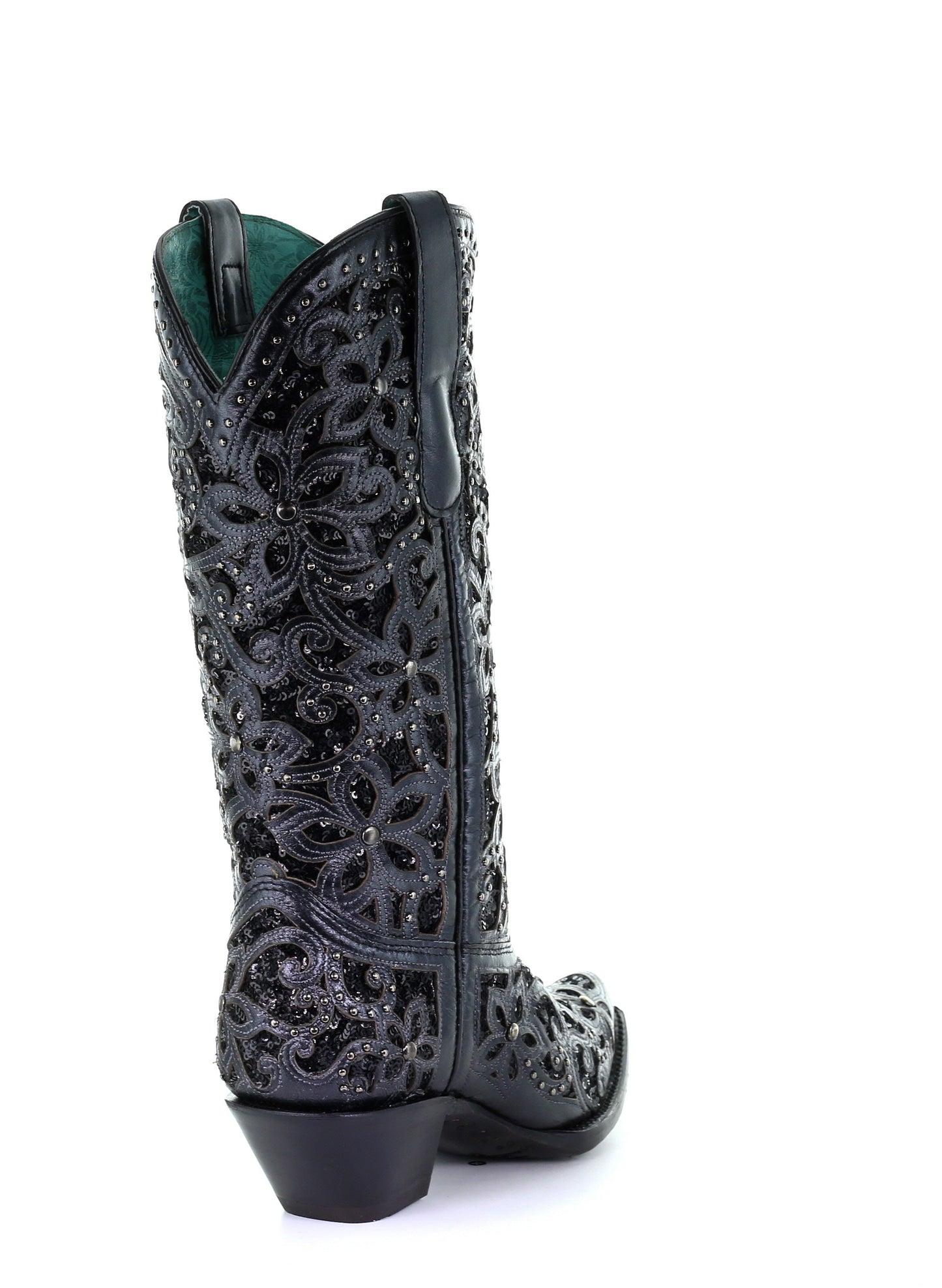 A3752 - Corral black western cowgirl leather boots for women-Kuet.us