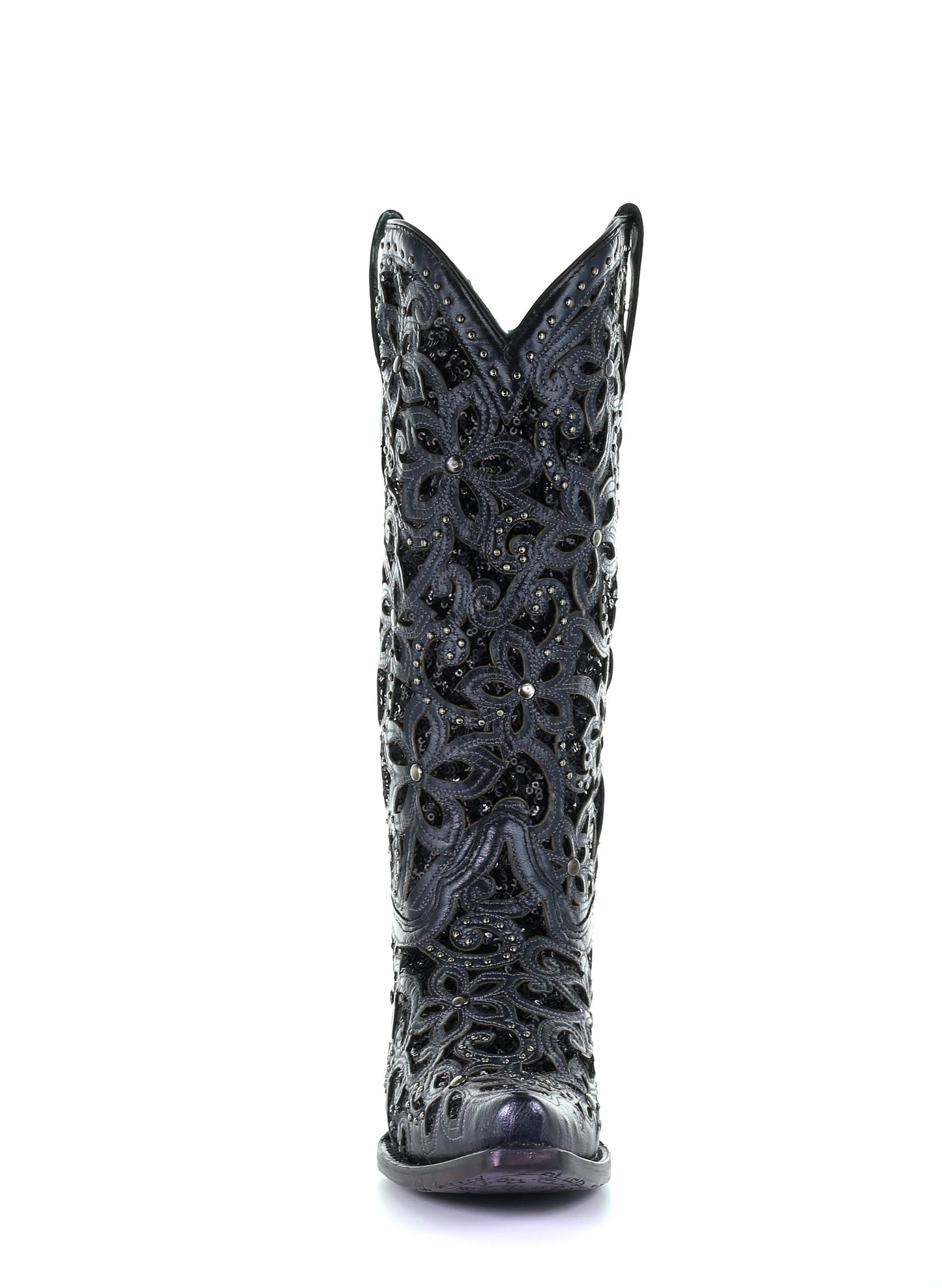 A3752 - Corral black western cowgirl leather boots for women-Kuet.us