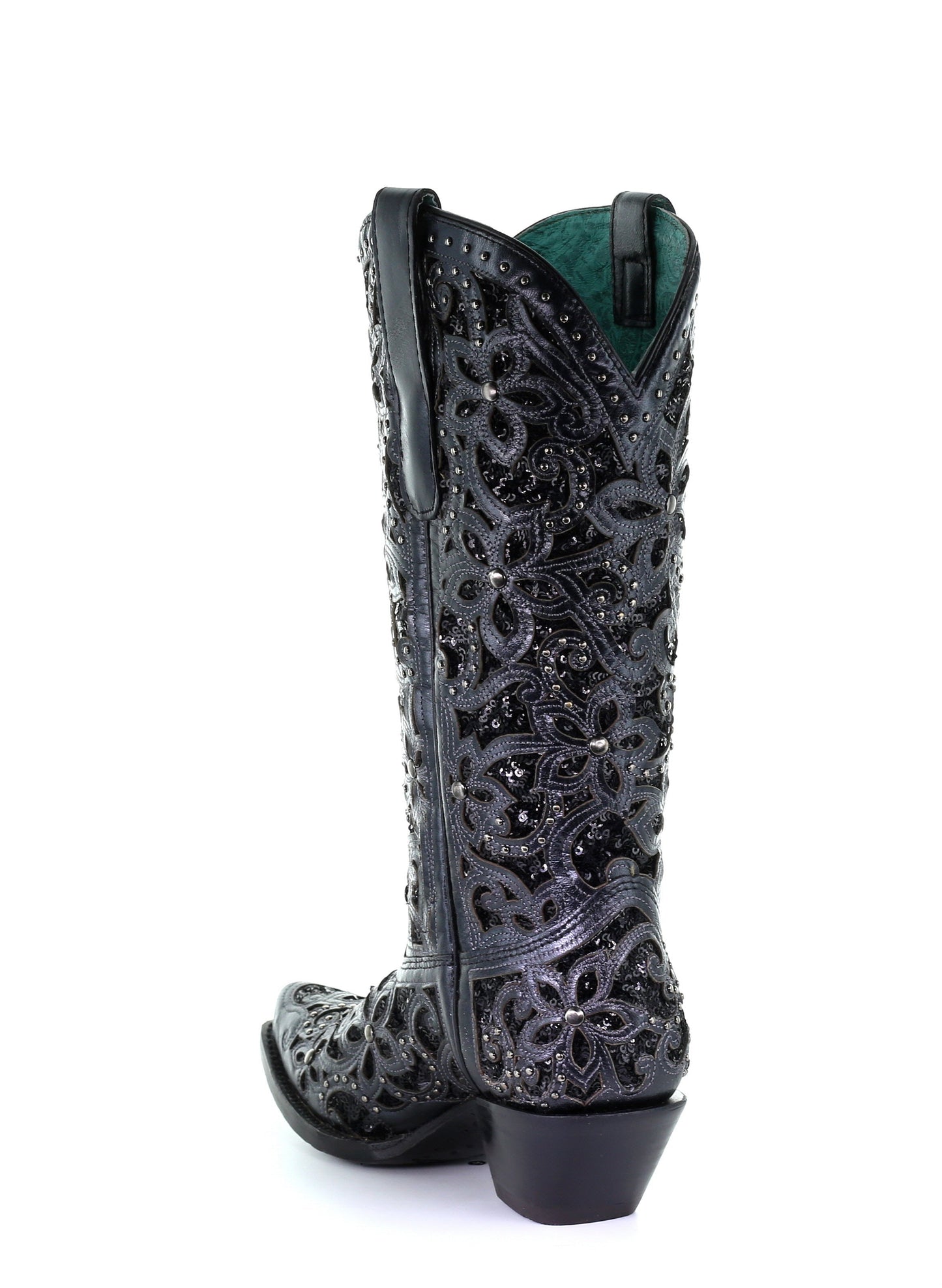 A3752 - Corral black western cowgirl leather boots for women-Kuet.us