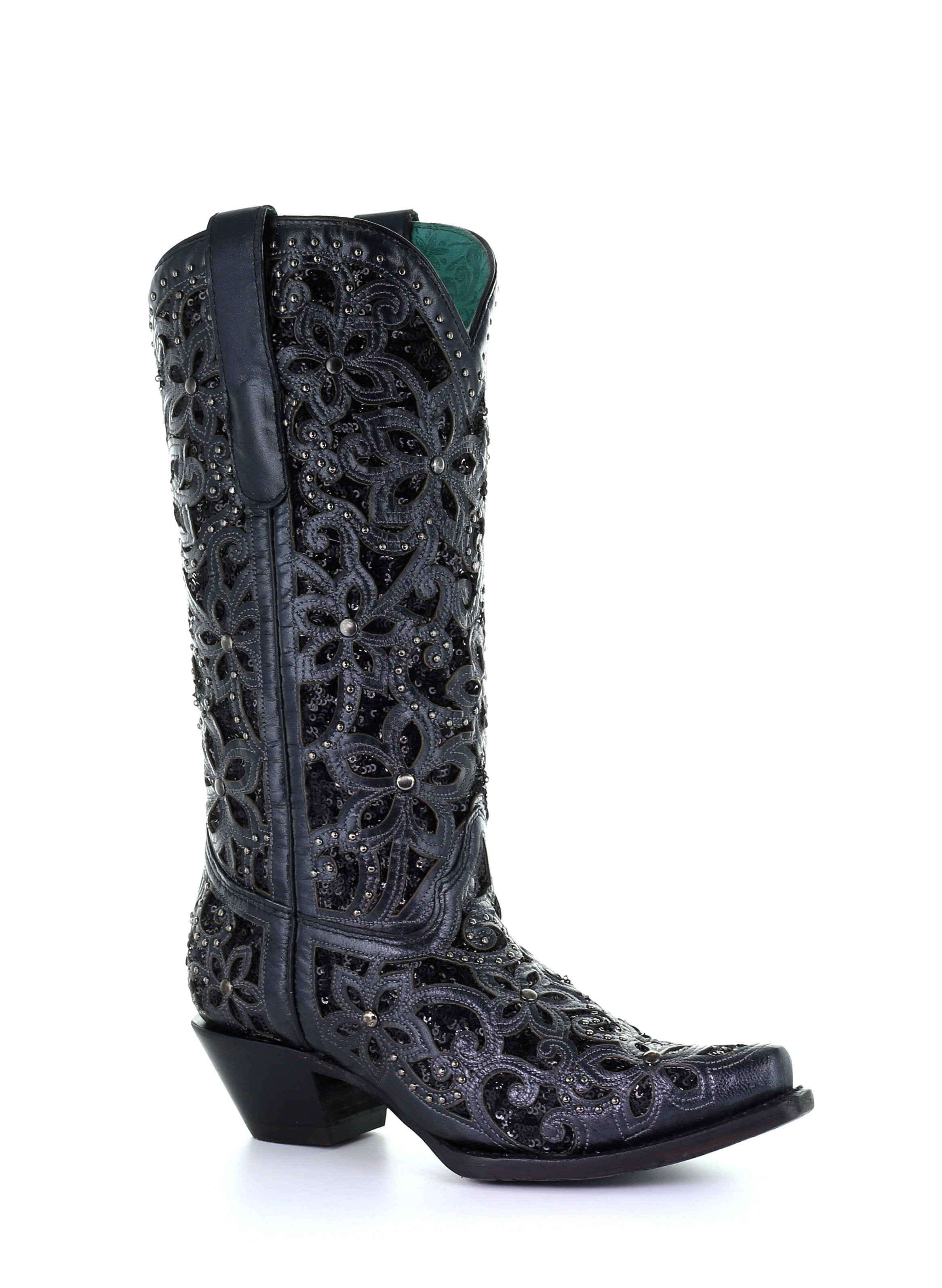 A3752 Corral Black Western Cowgirl Leather Boots For Women Kuet us a3752-corral-black-western-cowgirl-leather-boots-for-women-kuet-us