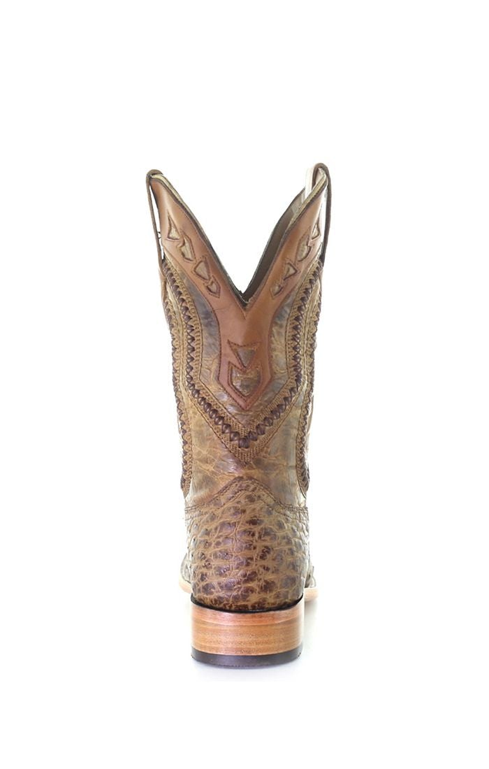 A4008 - Corral brown western cowboy ostrich boots for men-Kuet.us