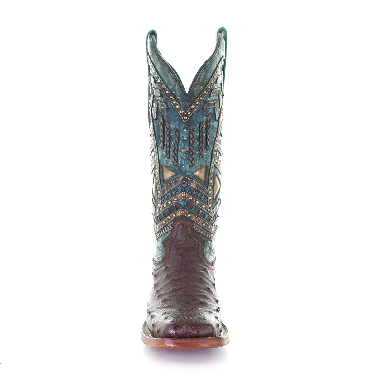 A4059 - Corral brown western cowgirl ostrich boots for women-Kuet.us