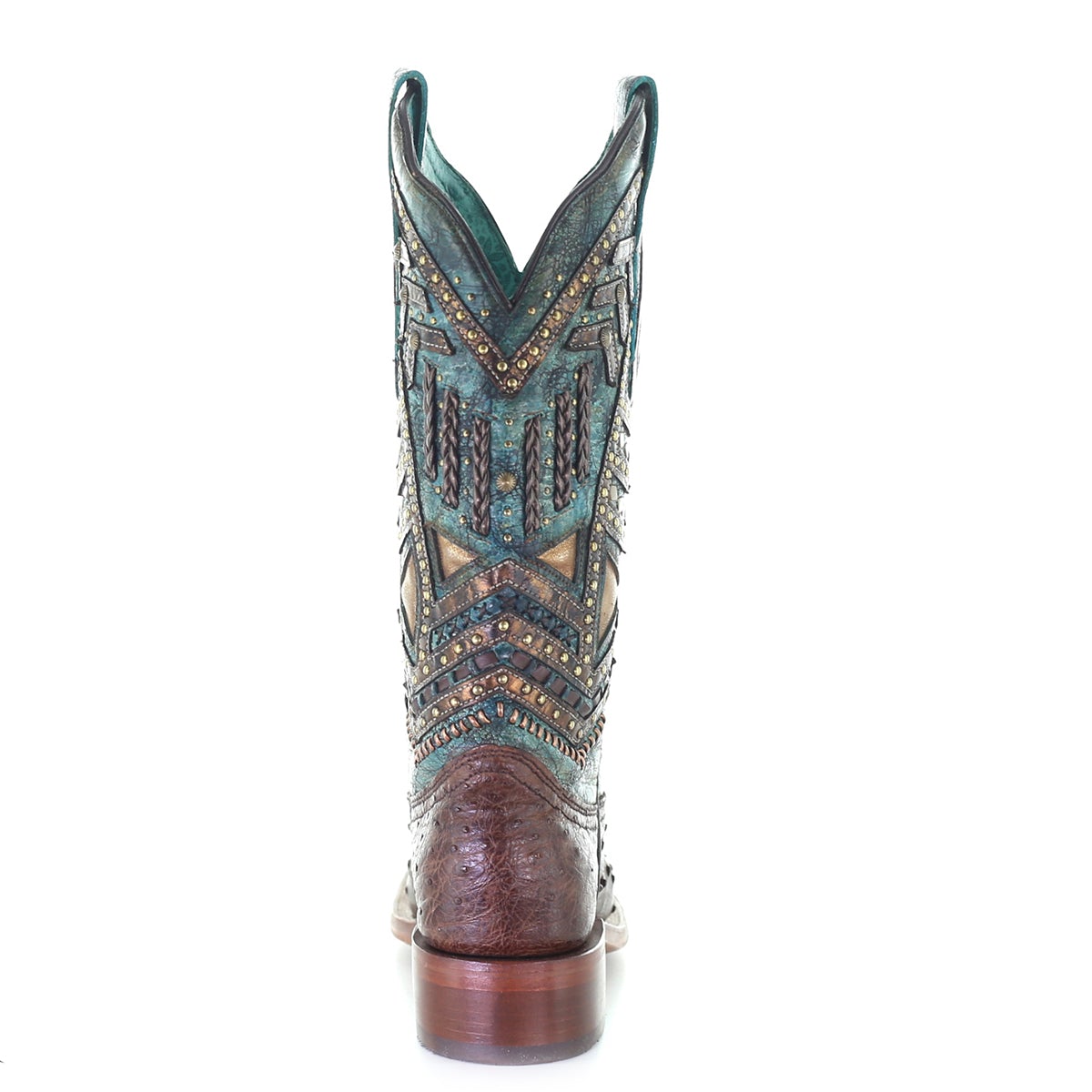 A4059 - Corral brown western cowgirl ostrich boots for women-Kuet.us