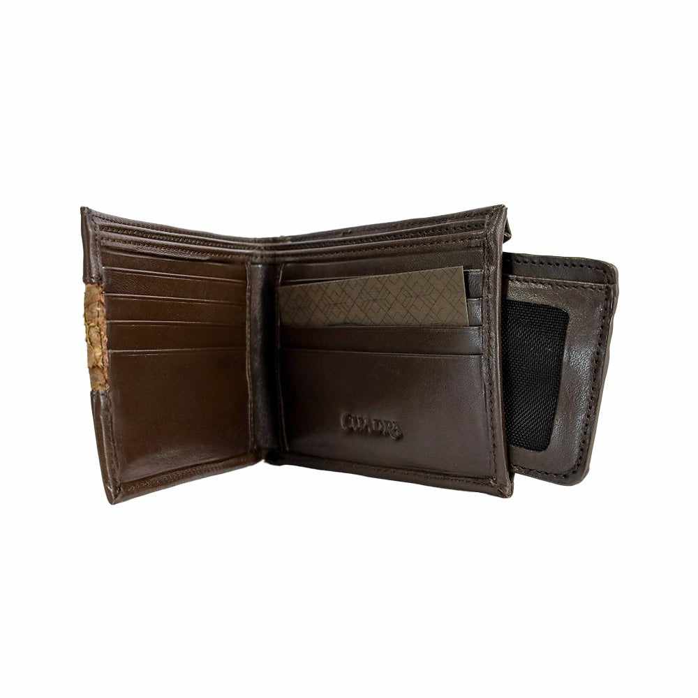 B3014MH - CUADRA BROWN CASUAL PIRARUCU LEATHER BI FOLD WALLET FOR MEN-Kuet