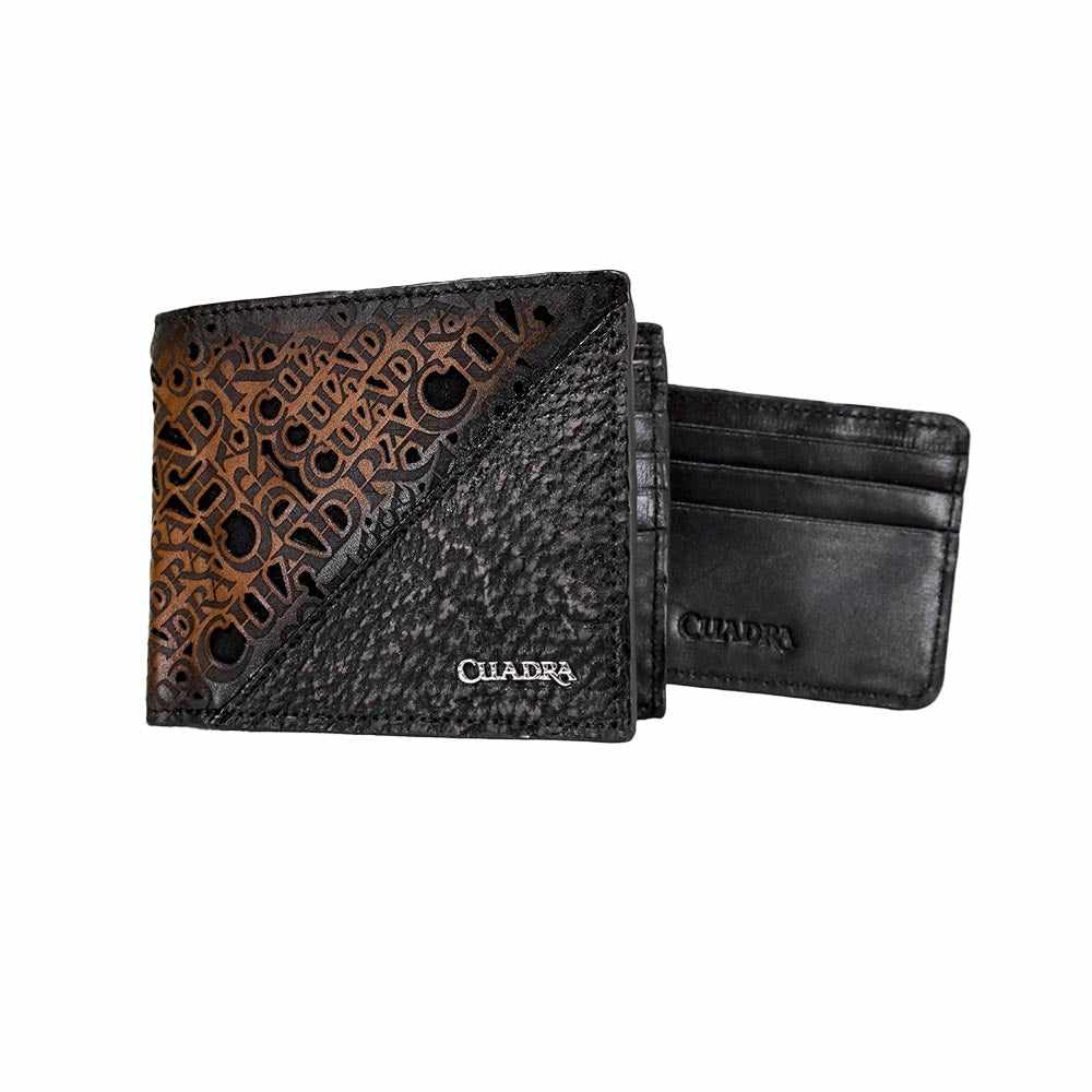 B3033TI - CUADRA BLACK CASUAL FASHION SHARK LEATHER BI FOLD WALLET FOR MEN-Kuet