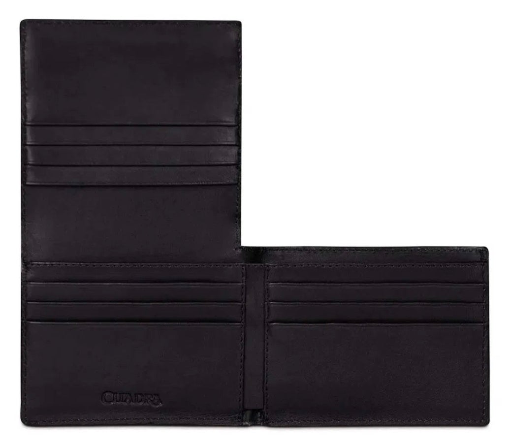 B3034LT - CUADRA BLACK CASUAL LIZARD TEJU LEATHER BI FOLD WALLET FOR MEN-Kuet