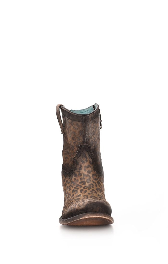 C3627 - Corral Sand Leopard western goatskin ankle boots for women-Kuet.us