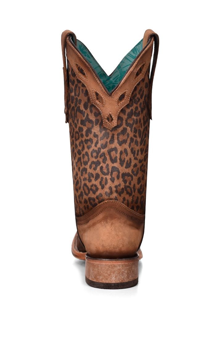 C3788 - Corral sand leopard western roper goatskin boots for women-Kuet.us