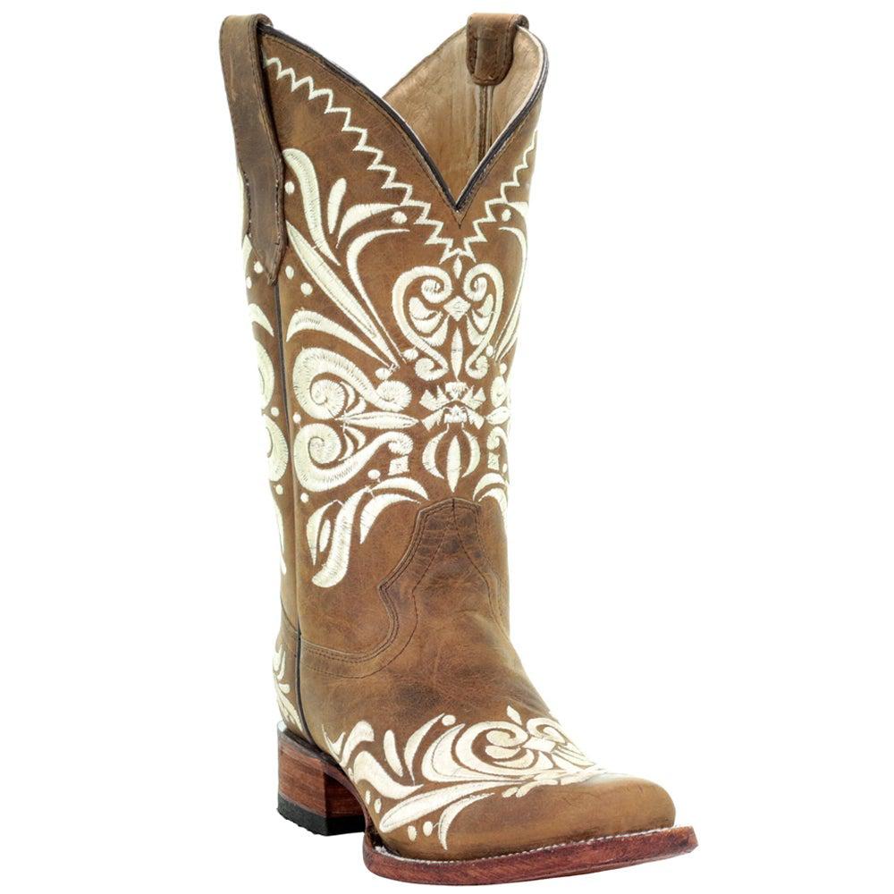 L5409 - Circle G tan roper western leather boots for women-Kuet.us
