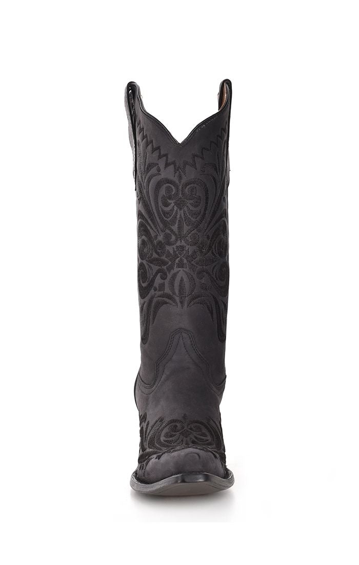 L5433 - Circle G black western cowgirl leather boots for women-Kuet.us
