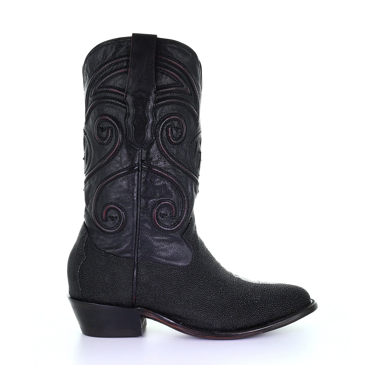 M2125 - Montana black dress cowboy stingray leather boots for men-Kuet.us