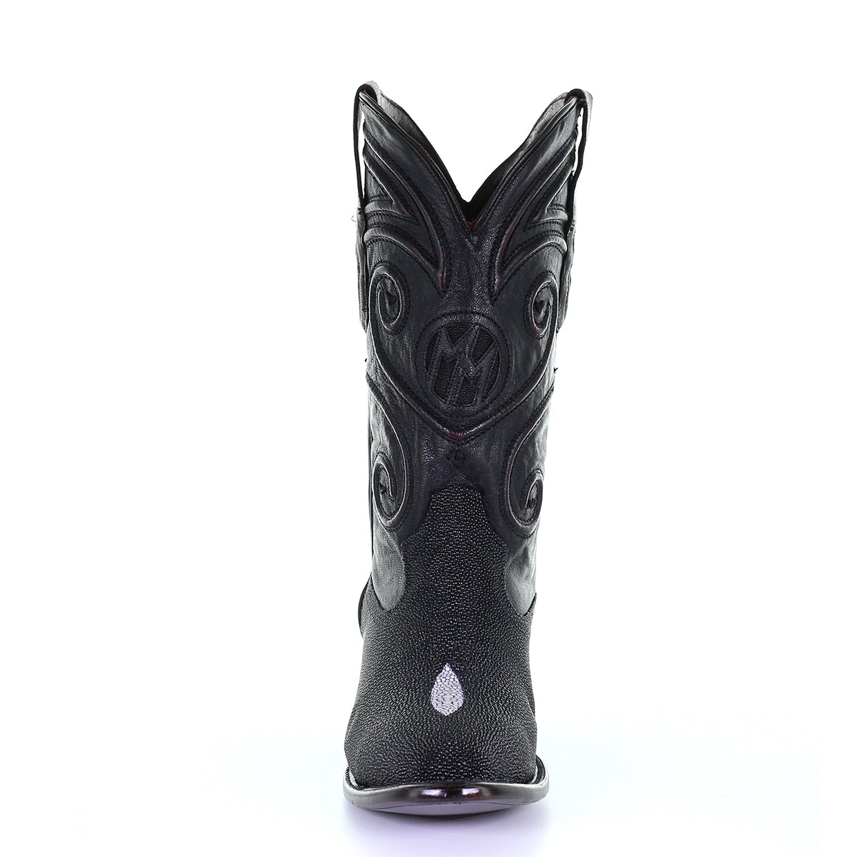 M2125 - Montana black dress cowboy stingray leather boots for men-Kuet.us
