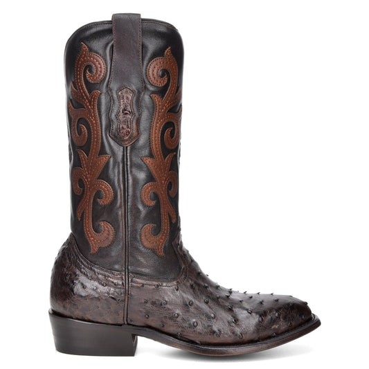 M2141 - Montana brown dress cowboy ostrich boots for men-Kuet.us