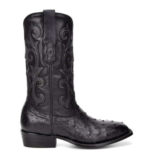 M2142 - Montana black dress cowboy ostrich boots for men-Kuet.us