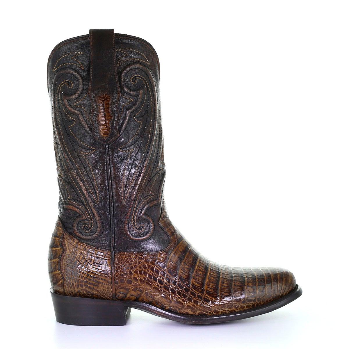 M2182 - Montana brown dress cowboy caiman boots for men-Kuet.us