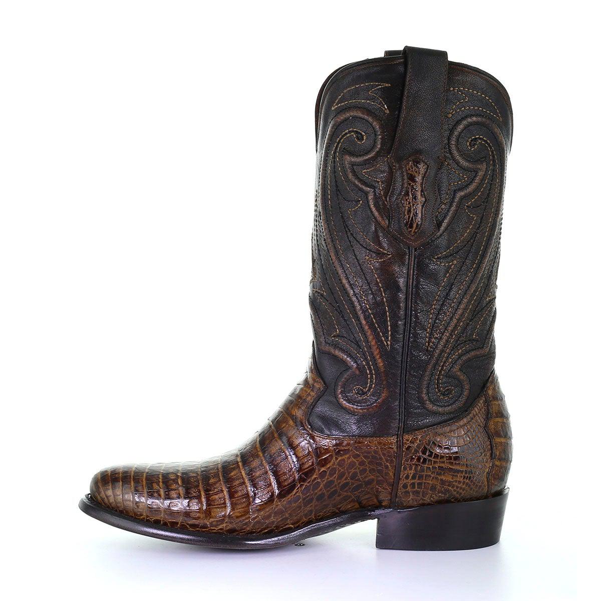 M2182 - Montana brown dress cowboy caiman boots for men-Kuet.us