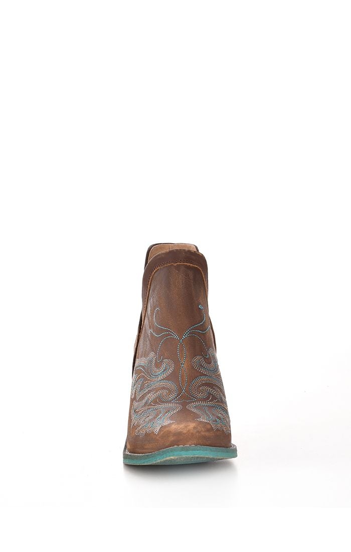 Q0099 LD COGNAC EMBROIDERY SHOE-Kuet.us