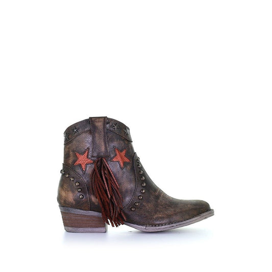 Q0181 - Circle G brown fashion western leather ankle boots for women-Kuet.us