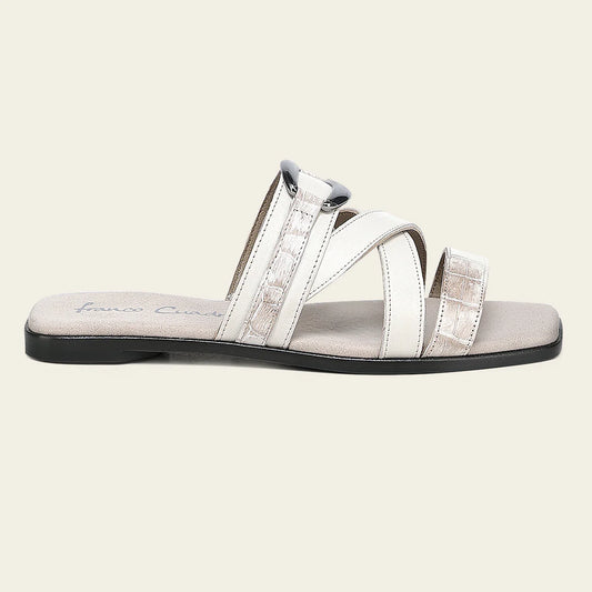 02HNCRR - Cuadra Beige Python Sandals for Women