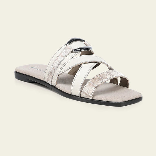 02HNCRR - Cuadra Beige Python Sandals for Women