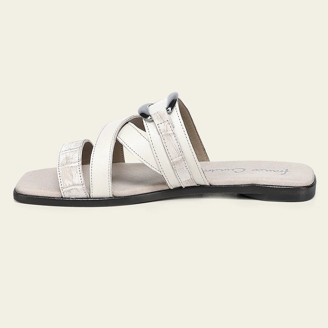 02HNCRR - Cuadra Beige Python Sandals for Women