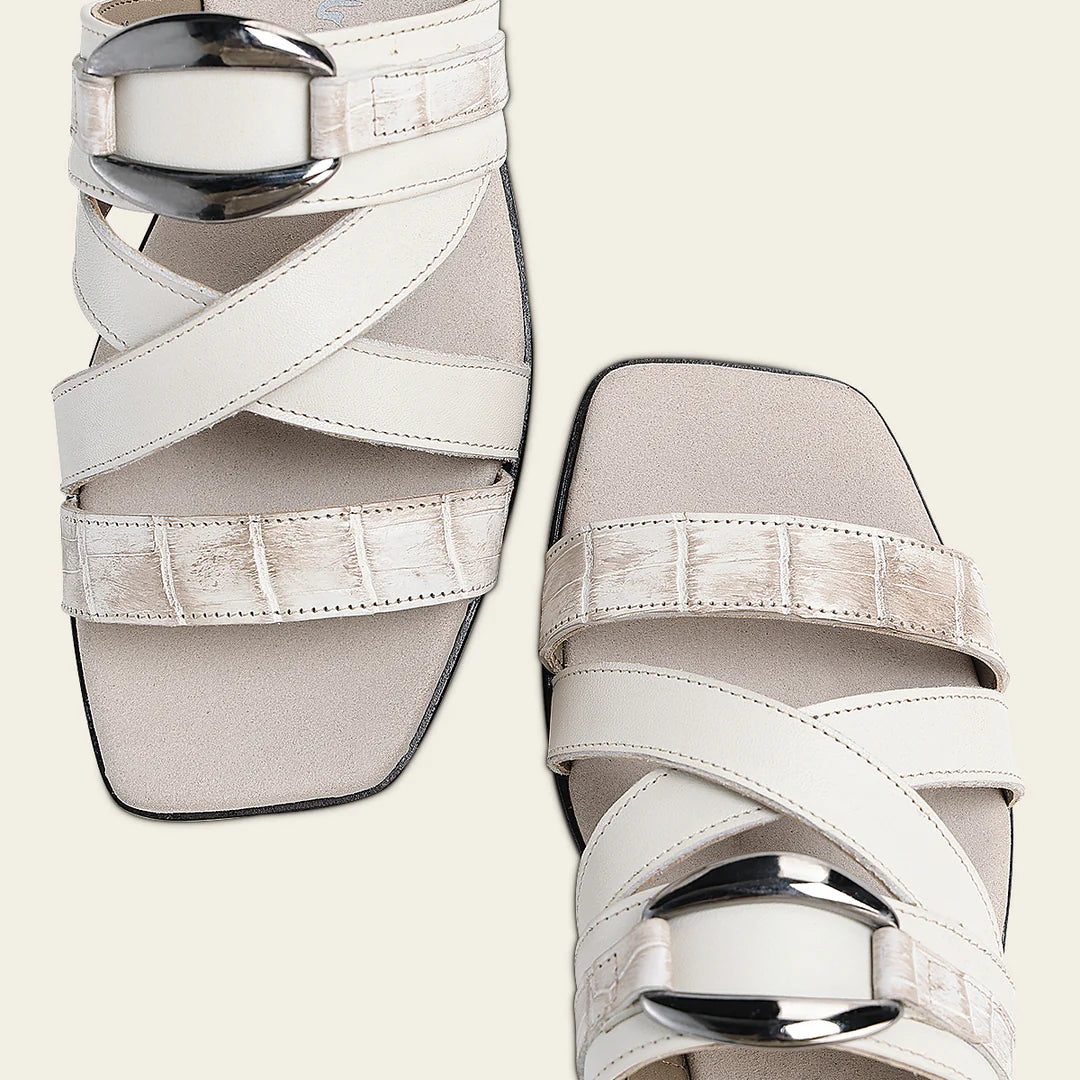 02HNCRR - Cuadra Beige Python Sandals for Women