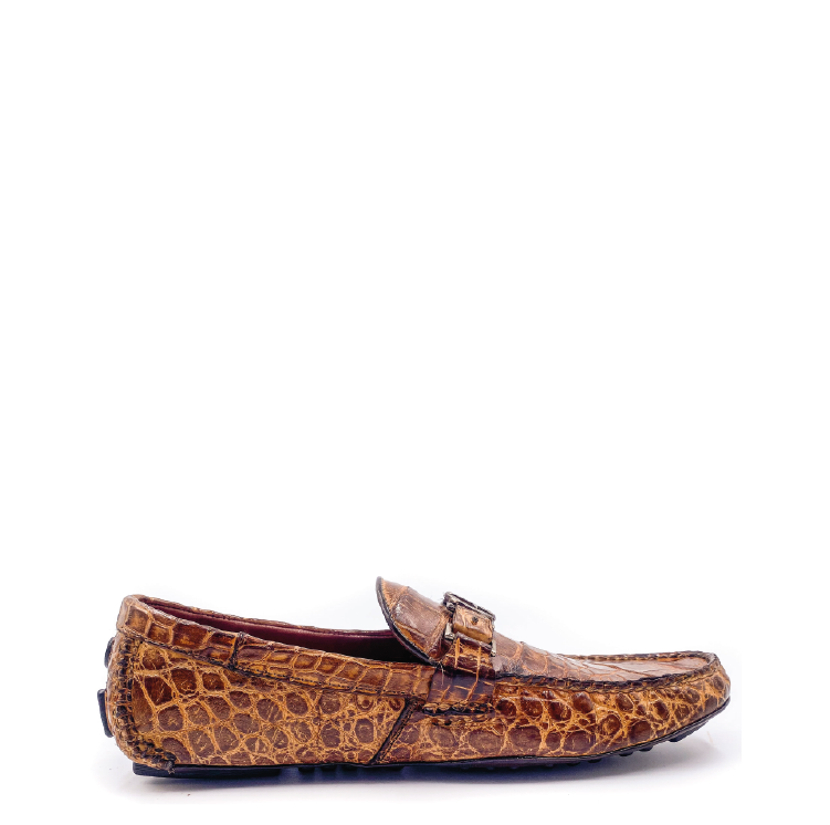 11VLPLP - Cuadra brown casual fashion alligator driving loafers for men-Kuet.us