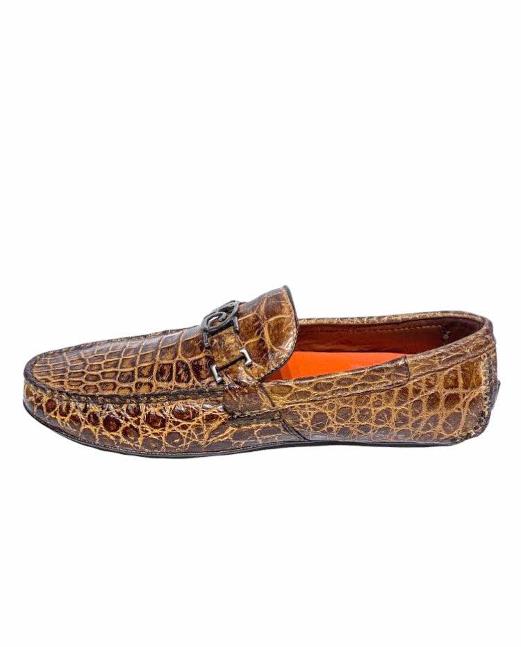 11VLPLP - Cuadra brown casual fashion alligator driving loafers for men-Kuet.us