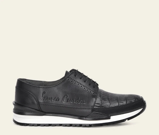 Cuadra chocolate casual fashion caiman leather derby sneakers for men