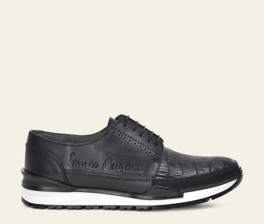127CWTM - Cuadra black casual fashion caiman derby sneakers for men