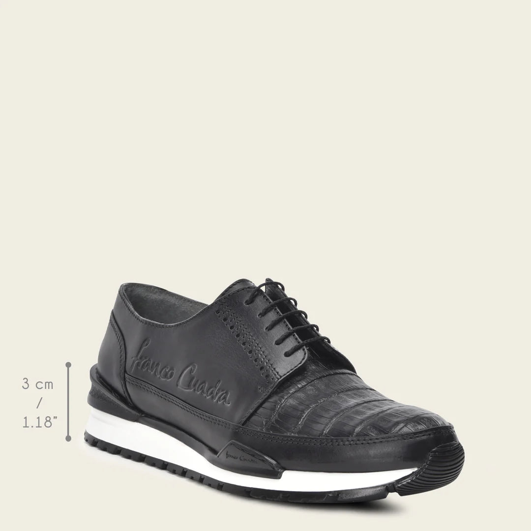 Cuadra chocolate casual fashion caiman leather derby sneakers for men
