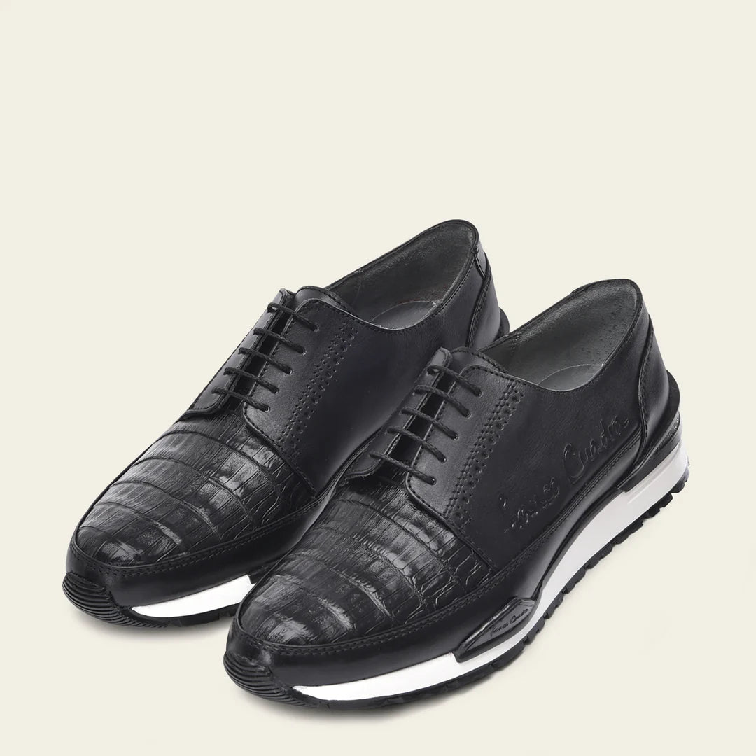 Cuadra chocolate casual fashion caiman leather derby sneakers for men