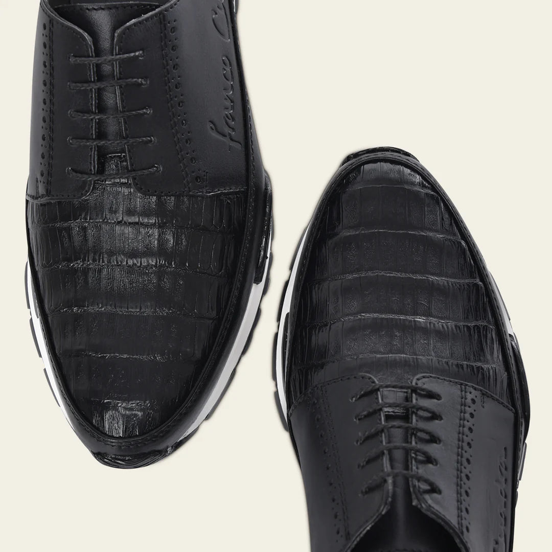 Cuadra chocolate casual fashion caiman leather derby sneakers for men