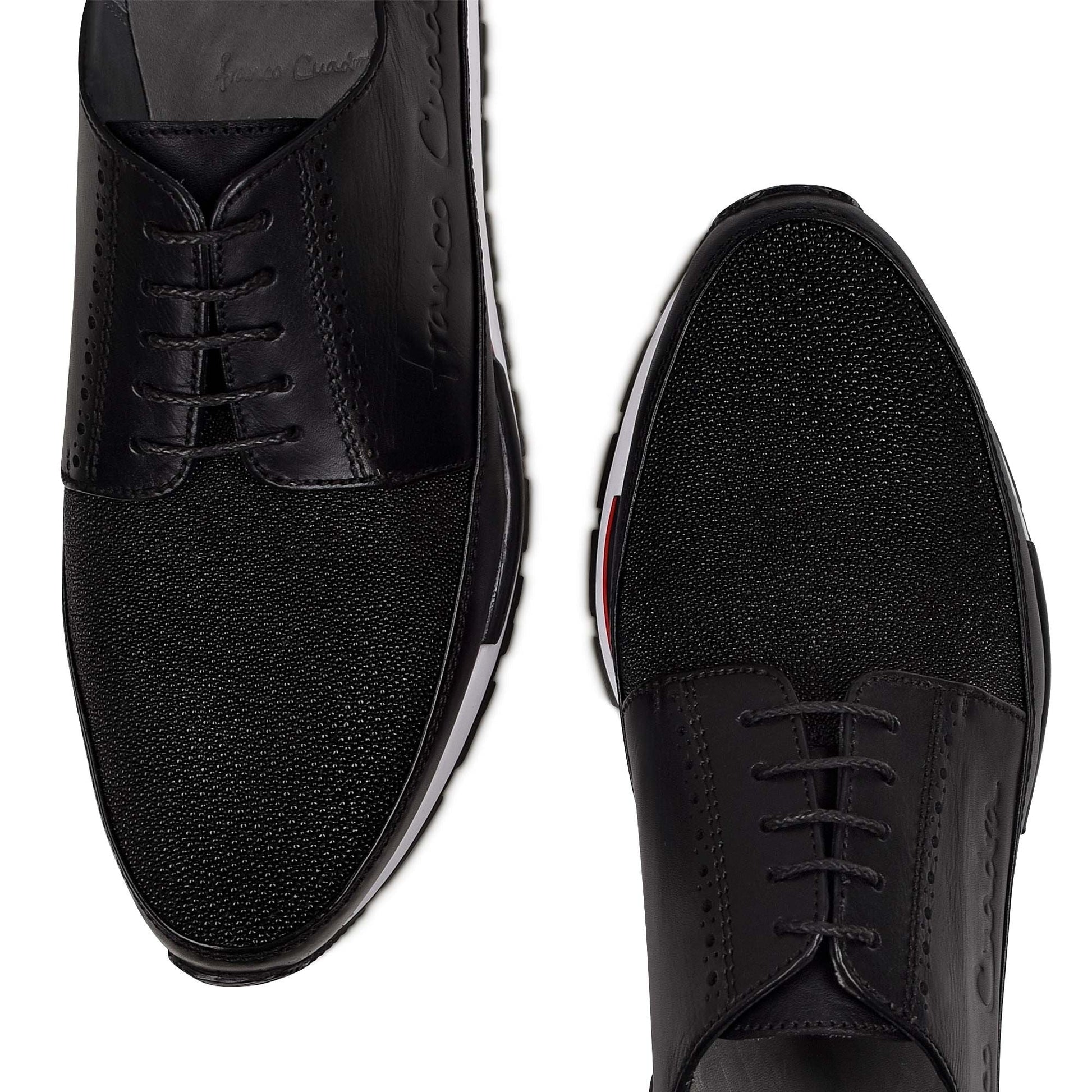 127MTTS - Cuadra black casual fashion stingray derby sneakers for men-FRANCO CUADRA-Kuet-Cuadra-Boots