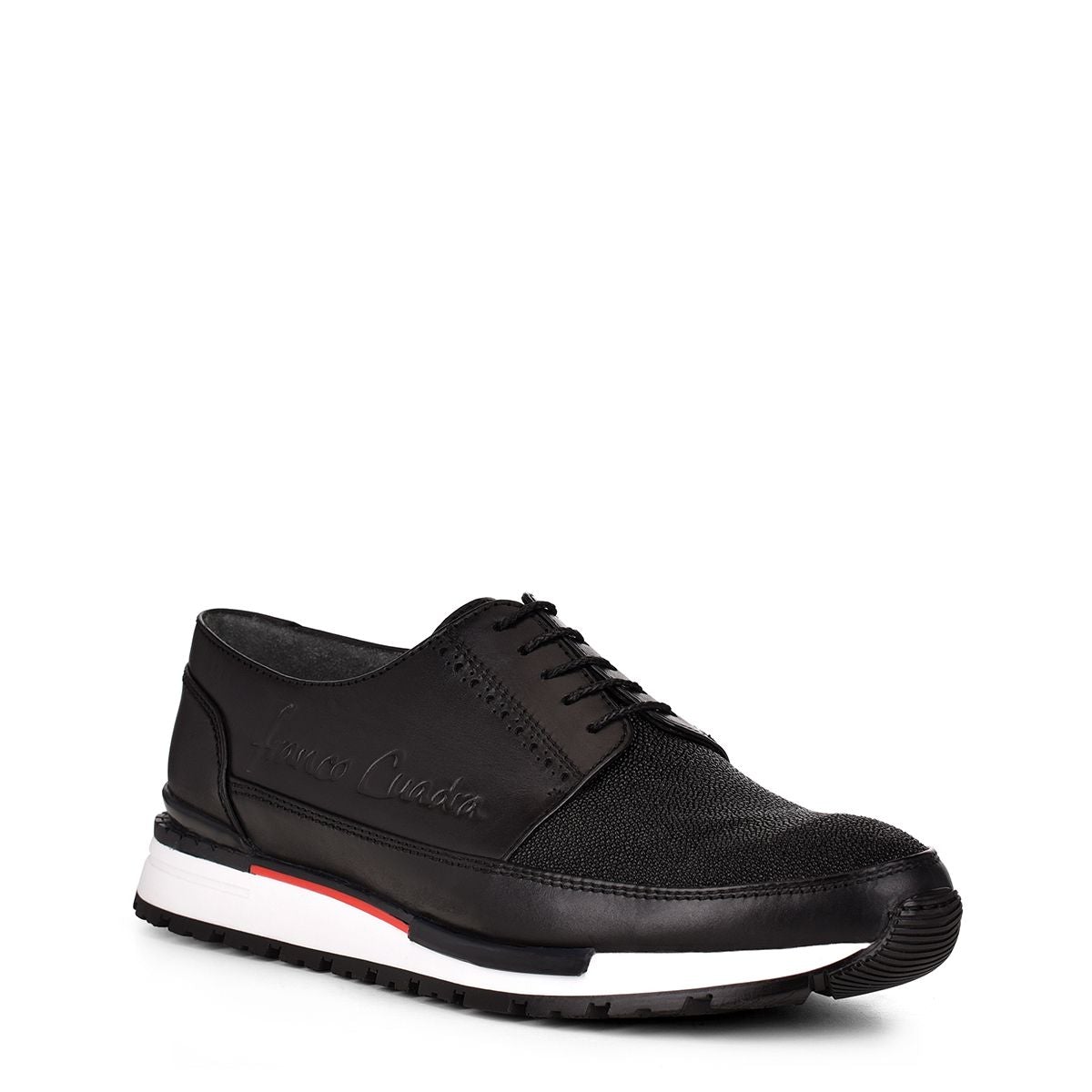 127MTTS - Cuadra black casual fashion stingray derby sneakers for men-Kuet.us